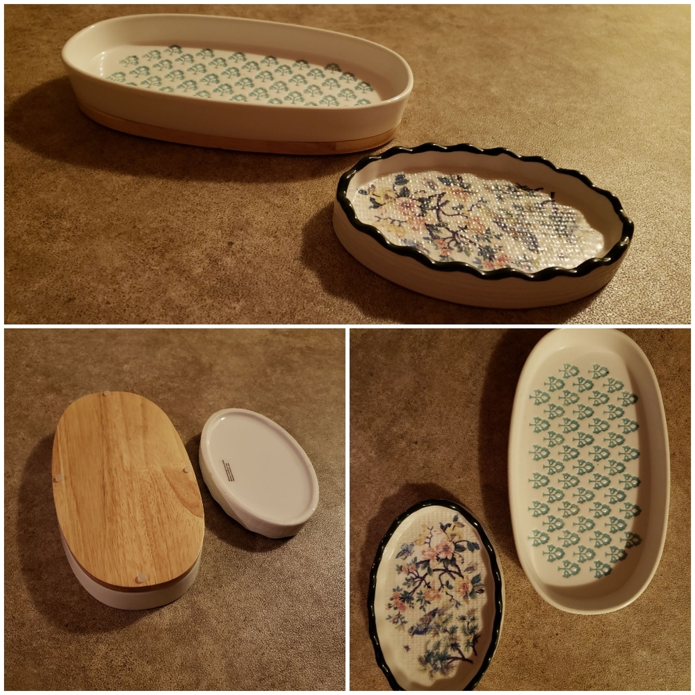 Porcelain Calif Oval Decorated Platter set of two